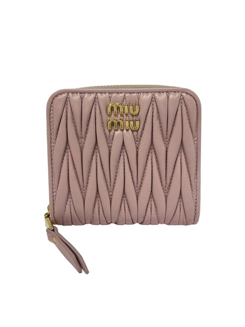 Miu Miu Bifold Wallet Matelasse Light Pink Leather
